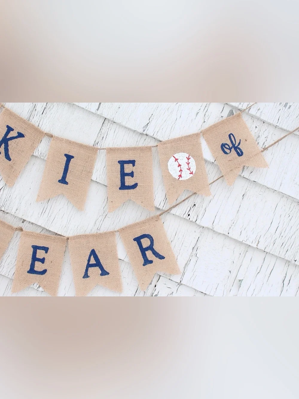 Rookie of the Year Banner, Baseball First Birthday, Burlap